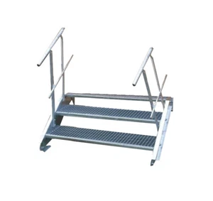 Stahltreppe 2 Stufen-Breite 100cm Variable-Höhe 30-40cm beidseit. Geländer - Bild 1 von 5