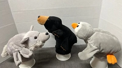 Caltoy,Dream Plush Full Body Hand Puppet Lot Gray Wolf, Black Bear, Penguin UB - Image 1 of 4