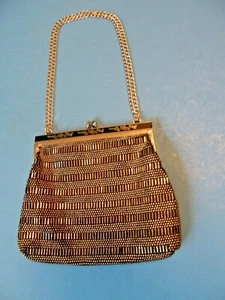 VINTAGE GOLD AND BLACK ART DECO-STYLE WITH CHAIN STRAP AND SNAP CLASP - Picture 1 of 8