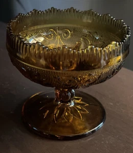 Vintage Amber Glass Pedestal Goblet Candle Holder 3.25” Tall Gorgeous - Picture 1 of 5