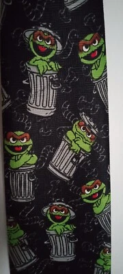 Oscar The Grouch Sesame Street Neck Tie Slimy His Pet Worm Trash - Image 1 of 4