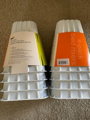 Lote de 2 risers de cama empilháveis Honey-Can-Do STO-01006, pacote com 4, branco 300 libras - Imagem 1 de 2