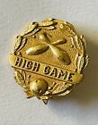 🐝Vintage Mid Century High Single Bowling Award Pin Gold Tone