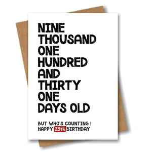 25th Birthday Card Son Daughter Brother Sister Boyfriend Girlfriend Him 25 Funny - Picture 1 of 4