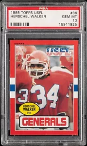 1985 Topps USFL Football #86 Herschel Walker Rookie Card PSA 10 Gem Mint Rare - Picture 1 of 2