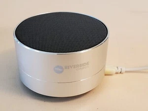 Silver Portable Bluetooth Speaker with blue glowing lights "RIVERSIDE CHURCH"  - Picture 1 of 14