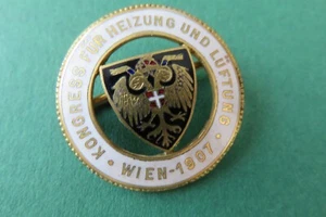 Kongress für Heizung u. Lüftung Wien 1907 Abzeichen Anstecknadel D: 28 mm - Bild 1 von 4