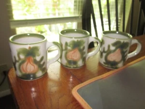Louisville Stoneware Harvest Pear Set of 3 Mugs- Small 3 1/4" John B. Taylor - Picture 1 of 5