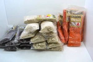 Lot of 23 Vintage Pre-Cut Latch Hook 320pc Rug Yarn Caron Orange, brown Tan - Picture 1 of 5