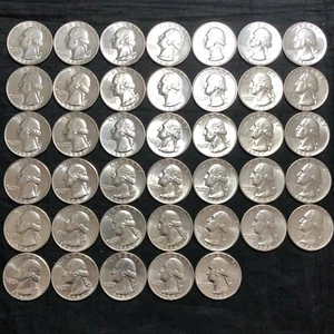 WASHINGTON QUARTER 10 $ VOLLE ROLLE 40 QUARTERS AU & BU SILBER 90 % MENGE VERFÜGBAR #53B - Bild 1 von 12
