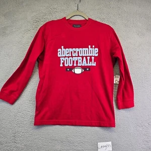 Vintage Abercrombie Fitch T Shirt Boys M Red Football 17 Long Sleeve Runs Small - Picture 1 of 13