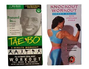 VHS - Lot of 2 Exercise - Tae Bo / Knockout 90's Work Out Videos Kick Boxing 