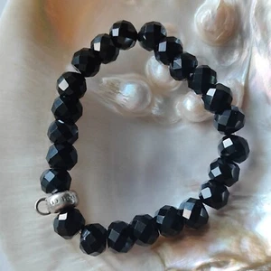 Thomas Sabo Charm Bracelet. Sterling Silver 925. Obsidian Onyx Black Beads, 26g. - Picture 1 of 8
