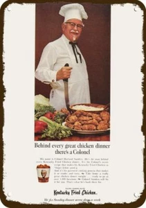 1968 KENTUCKY FRIED CHICKEN KFC Sanders Vintg-Look DECORATIVE REPLICA METAL SIGN - Picture 1 of 1