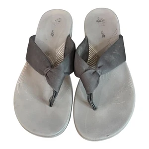 Clarks Cloud Steppers Black Thong Slip On Comfort Flip Flops Sandals Womens 12 - Picture 1 of 8