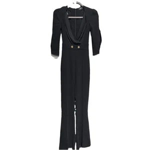 Elisabetta Franchi Jumpsuit schwarz goldene Knopfdetails - 192 - Bild 1 von 9