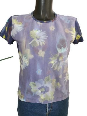 Top NAF NAF bleu à fleurs Taille 2 Bon état - Photo 1/4
