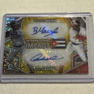 2024 Bowman Chrome Ariel Castro/Brando Mayea Gold Mini Diamond Auto #/50 #II-MC - Image 1 of 4