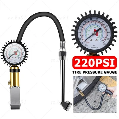 Tyre Pressure Gauge Air Tire Inflator Meter Car Pump Hose Compressor 220 PSI - image 1 of 4