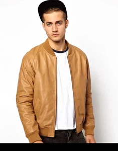 New Men's Genuine Lambskin Leather Motorcycle Jacket Bomber Biker Jacket - 140 - Picture 1 of 7