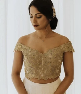 Sherri Hill Gold Crop Top Sz 00 XS Embroidered 3D Beaded Holiday Pageant Prom - Picture 1 of 12