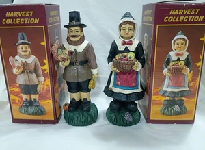 Harvest Collection Pilgrim Couple Figures Thanksgiving Fall Decor Set of 2 Resin - Picture 1 of 7