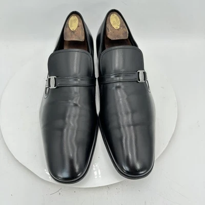 Salvatore Ferragamo Men Sz 9.5 2E Black Leather Horsebit Loafer Dress Shoes - Image 1 of 4