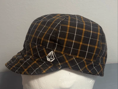 VINTAGE Volcom Plaid Newsboy Cadet Cap Hat Brown Y2K Skater - Image 1 of 4