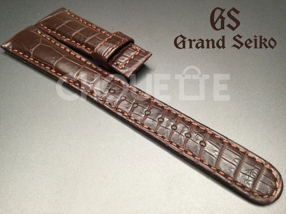 Seiko DEY9AW Grand Seiko Crocodile Brown Leather Strap 19mm for Sbgm021 Sbgr061