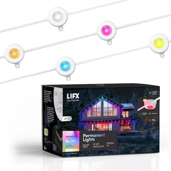 LIFX LFXSL50-30 Permanent Outdoor Lights 30 LED Eave Lights 50ft 2700 Lumen