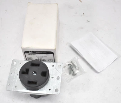 Morris 1 Gang Dryer Receptacle 30A 4 Wire 125/250V Black w Hardware 82522 - Image 1 of 4