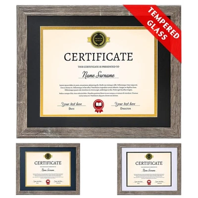 Marco Diploma Vidrio Templado - Marcos de Documentos 8.5x11 con Tapetes (Azul Marino, Negro,... Foto 1 de 4