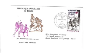 BENIN 1976 FDC - U.S. Bicentennial 135F sent to U.S. - Picture 1 of 2