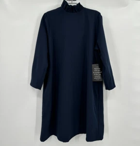 Tuckernuck Navy Blue Daphne Dress sz XL Ruffle Collar Bow Swing Mini Party NWT - Picture 1 of 7