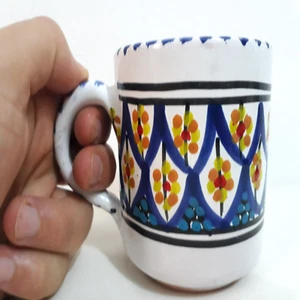 Handmade Pottery Coffee Mug Cup Studio Art Hand Painted Signed Mugs Cups 12 cm - Picture 1 of 15