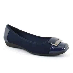 Anne Klein Shoes Adette Navy Blue Patent Slip On Flats Size 8 - Picture 1 of 11