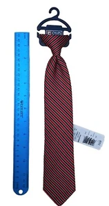 Chaps Ralph Lauren Clip-on Tie Classic Red, White, Black Stripes Youth, Boys NEW - Picture 1 of 4