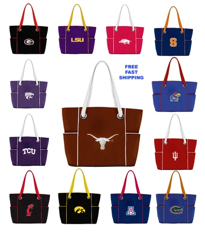 NCAA Deluxe Tote Bag-Embroidered Logo by Little Earth Georgia TCU ARK KS LSU AZ Cover