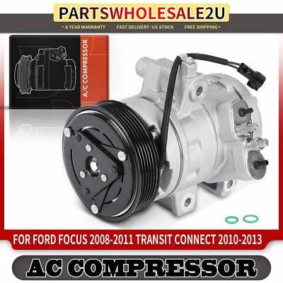 Compresor de aire acondicionado con embrague para Ford Focus 08-11 Transit Connect 2010 2011-2013 2,0 L Foto 1 de 4