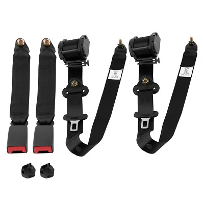 PAIRE Universel 3 Point Rétractable Ceinture de Sécurité Voiture Siège ceinture - Image 1 of 4