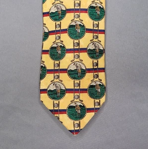 Robert Talbott Tie Yellow Green Golfer Golf Ball Hand Sewn Silk USA Neck Tie - Picture 1 of 9