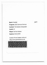 2023 Donruss RC De'Von Achane The Rookies Autographs Redemption Miami Dolphins