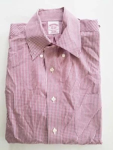 Brooks Brothers Original Fit Hombre Rojo Blanco a Cuadros Cuadros Cuadros Algodón 14,5 2/3 Sin Hierro - Imagen 1 de 3