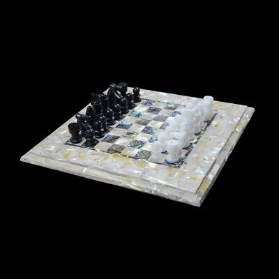 15" Marble Chess Game Board with marble Pieces Handmade Work - Image 1 of 3