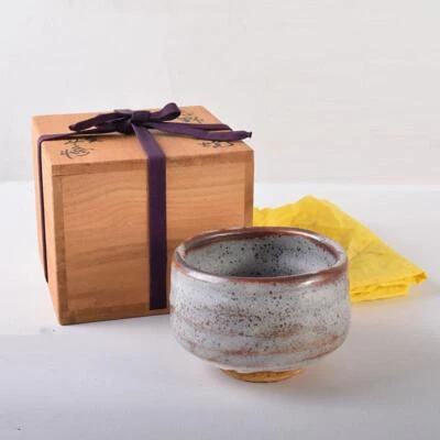Tea Bowl Toyozo Arakawa Shino Chawan w/Box Tea Ceremony Utensils Sado Japapn - Image 1 of 4
