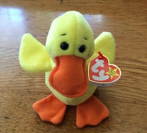 Raro Retirado Quackers the Duck Beanie Baby 1994 Swing Tag Con 1993 Tush Tag - Imagen 1 de 7