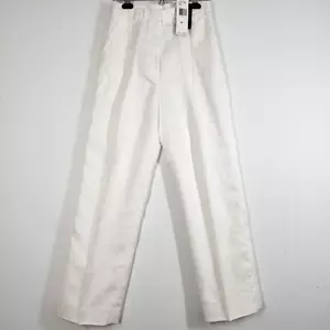 Pantalone donna Ralph Lauren 100% lino Madison Avenue 6P bianco foderato gamba larga - Foto 1 di 10