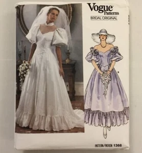 1366 - Vogue - Set of Bridal Wedding Gown Dresses 12 UK Vintage Sewing Pattern - Picture 1 of 2