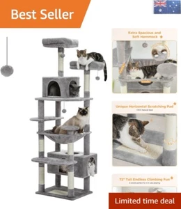 184cm Luxury Cat Tree with Spacious Hammock & Dual Condos for Large Cats - Picture 1 of 10
