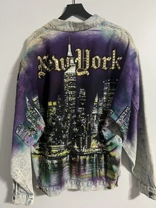 Vintage 80s Tony Alamo New York Denim Jacket SIGNED BY ED HARDY Men’s Size L - Picture 1 of 11